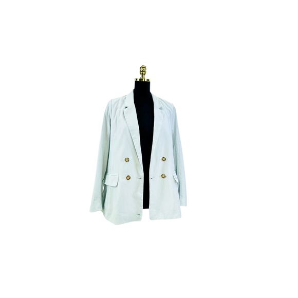 Abercrombie & Fitch Double-Breasted Blue Linen Blazer - Picture 4 of 14